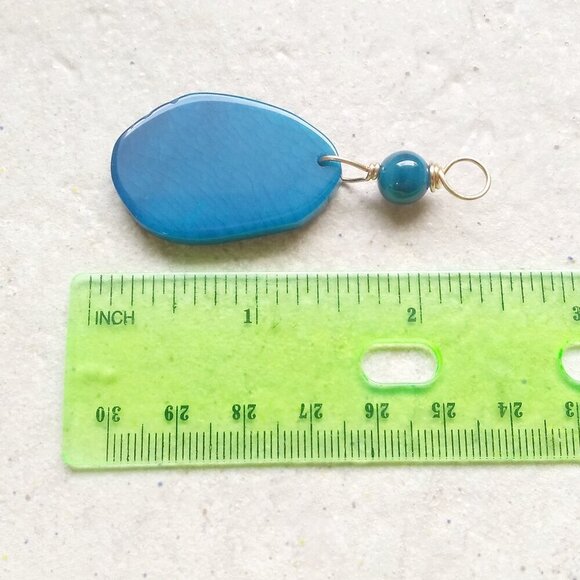 Vibrant Deep Blue Agate Geode Pendant - Amazing Matrix - Azure Beach Ocean Lake - Picture 6 of 8